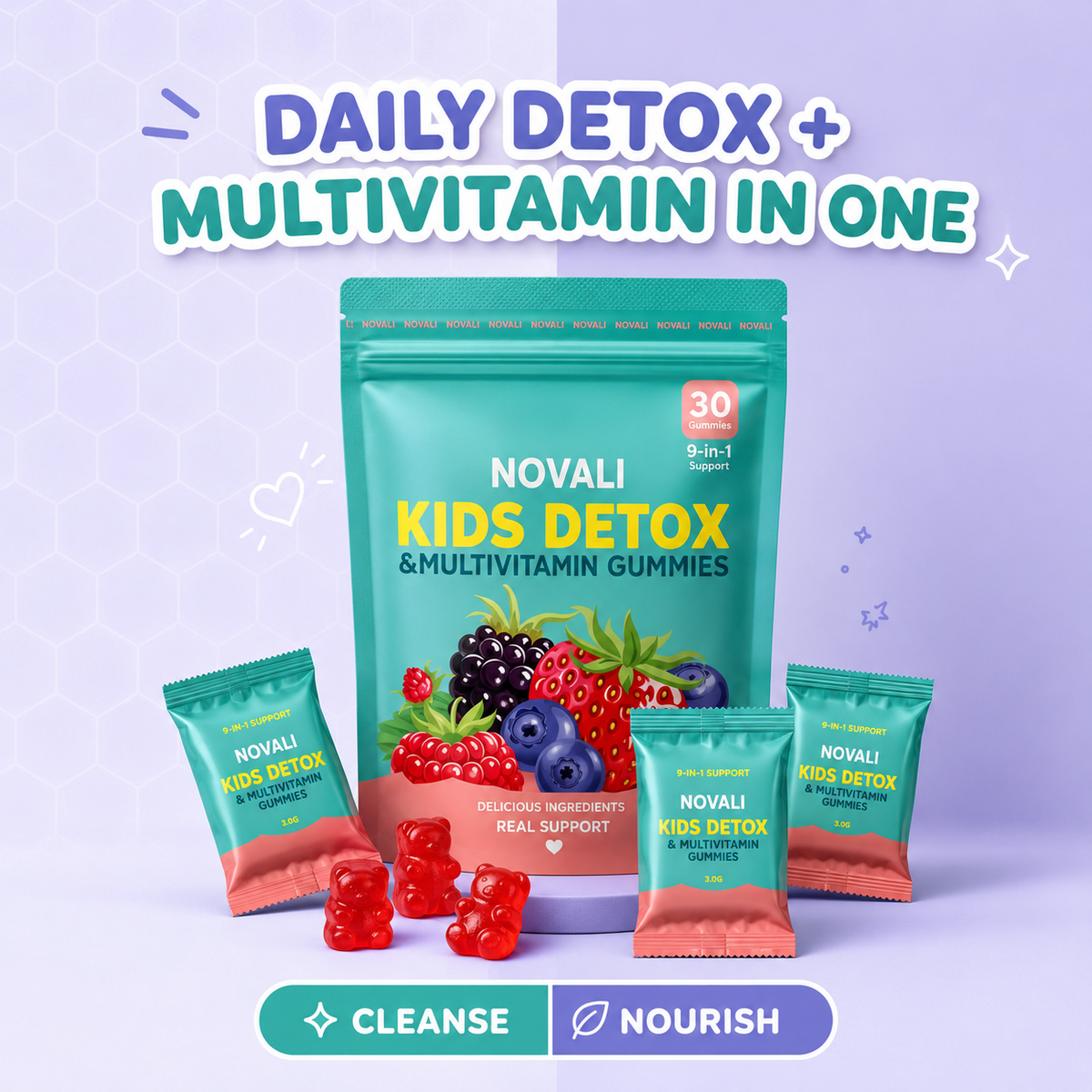 NOVALI-Kids Detox & Multivitamins Gummies