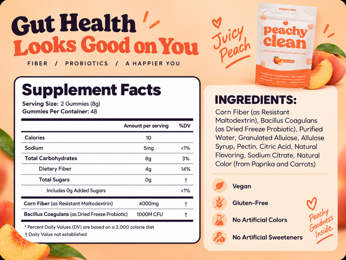 Peachy Clean™ Pre+Probiotic Fibre Gummies